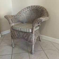 Woven Wicker Bamboo Arm Chair 