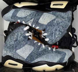 Jordan Retro 6 WASHED DENIM VI NIKE AIR Size 9.5 Men’s Sneakers Shoes Footwear