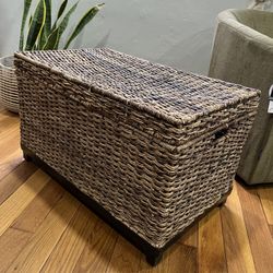 Boho Wicker Storage Chest + Removable Cushion