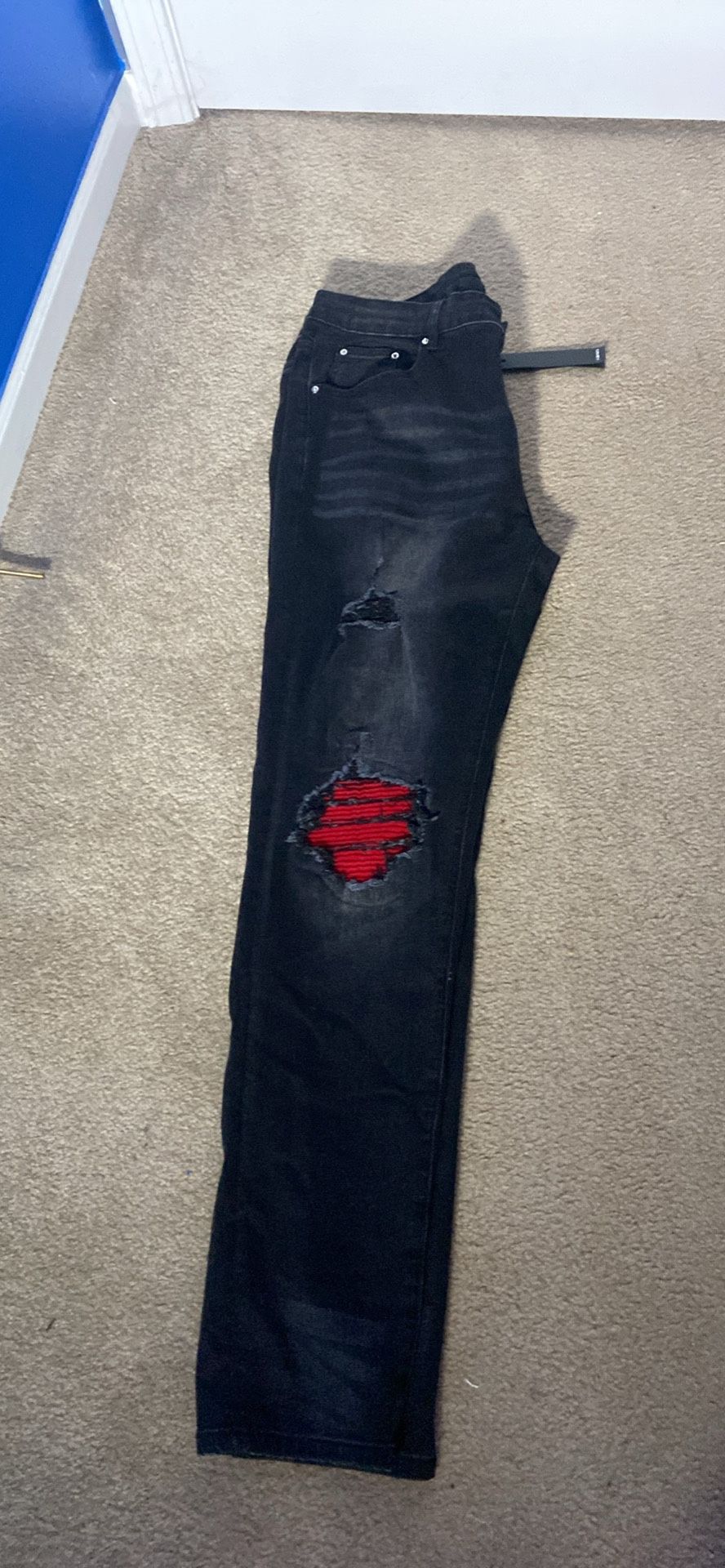 Red And Black Amiri Jeans