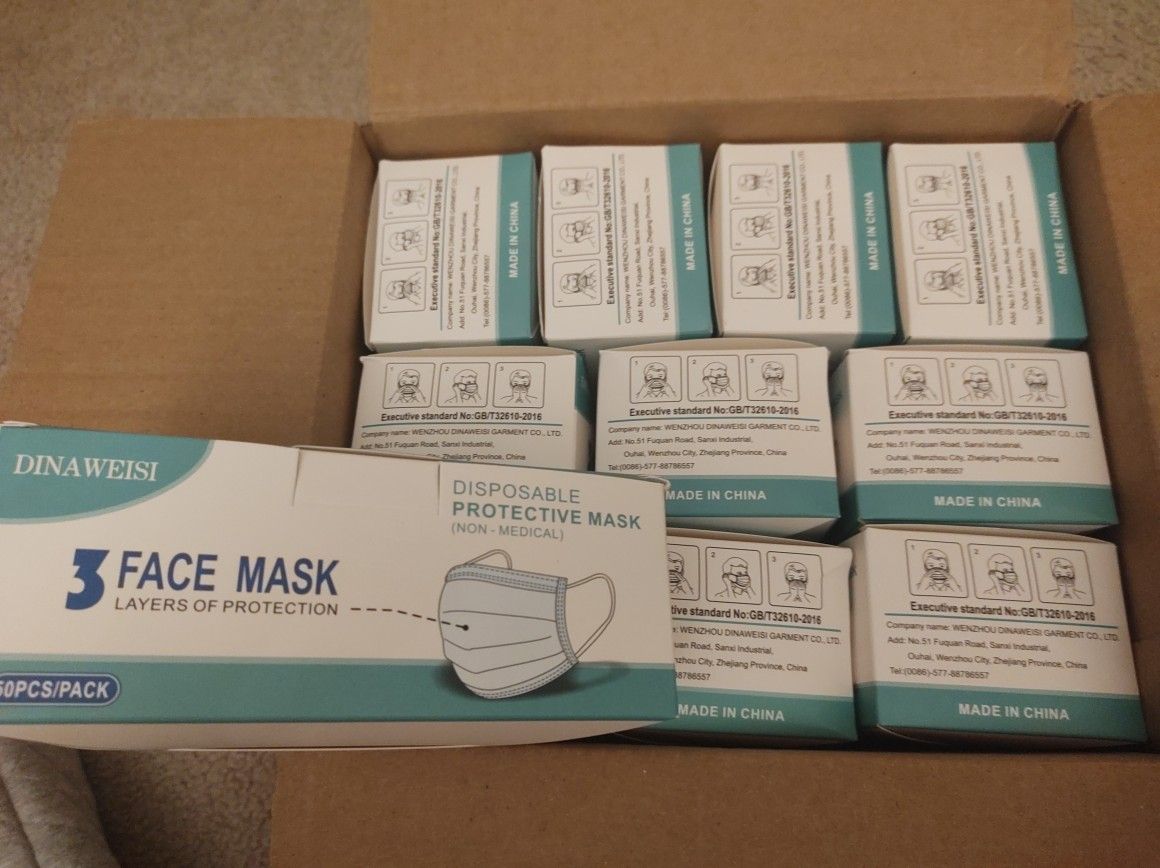Box Of 10 Pack Of 50 PCs Face Masks