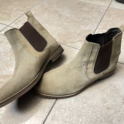 Crevo Mens Denham Suede Closed Toe Ankle Chelsea Boots- Tan