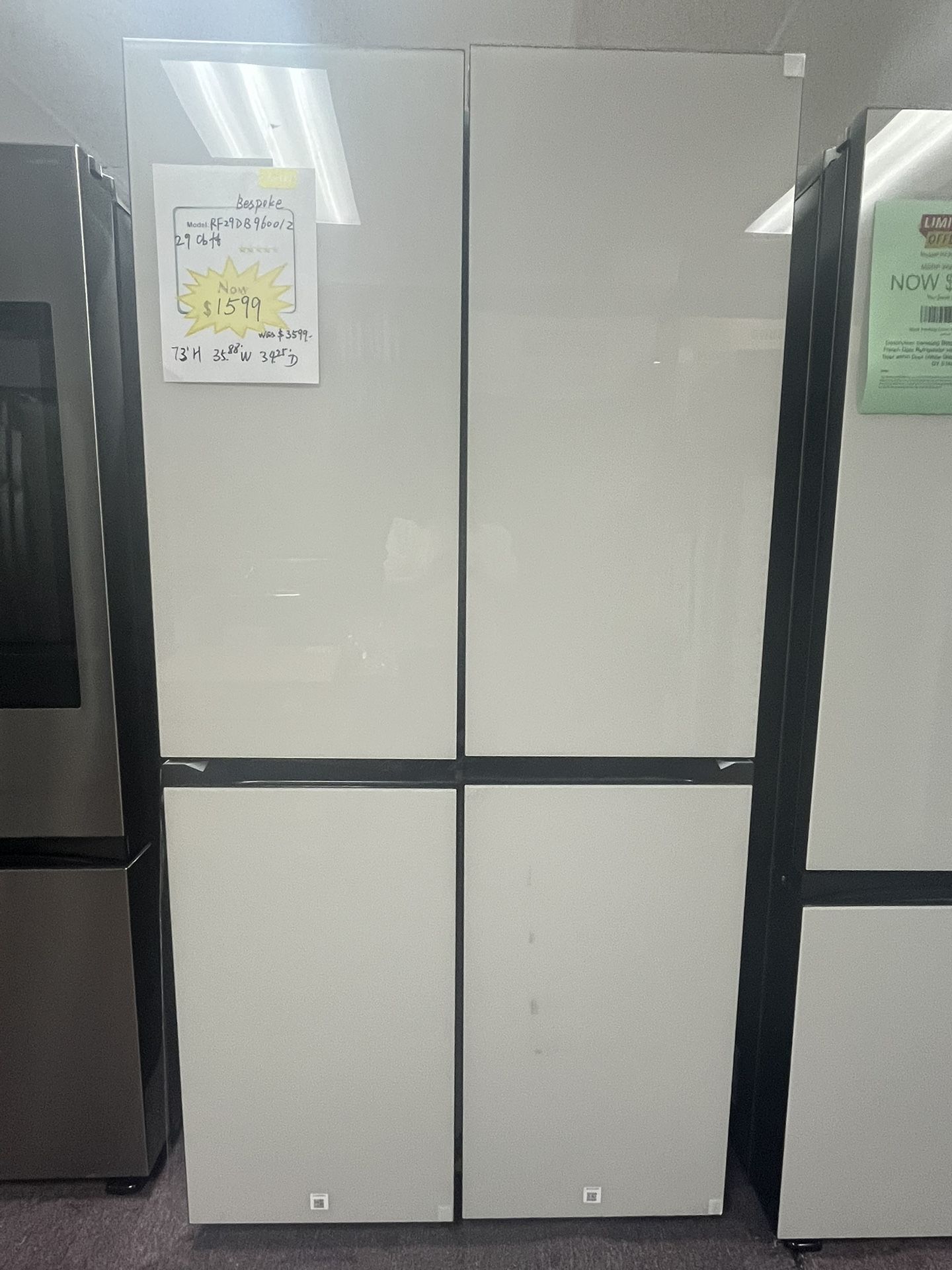 Refrigerator, 36’ White Bespoke Samsung Fridge