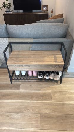 Entry bench with storage and shoe rack