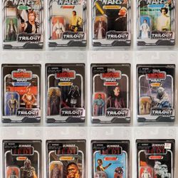 New 2004 Star Wars TRILOGY CARDED SET COMPLETE 12 ACTION FIGURES $800