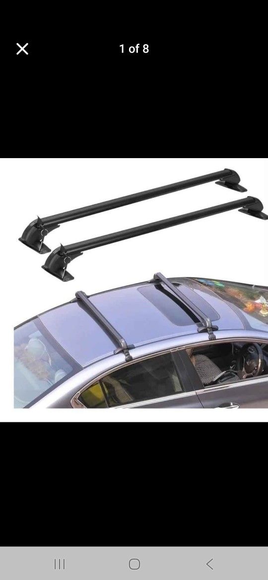 *43inch Universal Car Roof Rack, Anti-Theft Lock, Aluminum Rack Cross Bars, Adjustable Window Frame*
