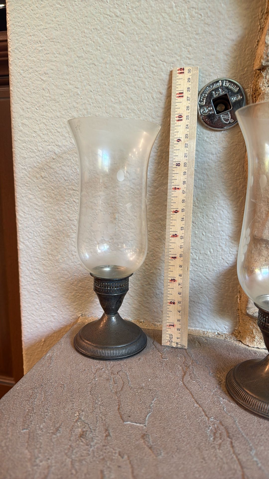 Vintage Weighted Sterling Grape Etched Candlesticks Set Of Two