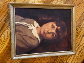 Vintage oil painting of a young girl, possibly a portrait study