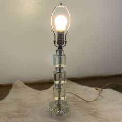 Vintage Deco Stacked Glass Cube Table Lamp - Hollywood Regency 