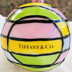 Tiffany & Co. Glass Ornament – Multicolor Stained Glass Design – Brand New
