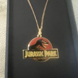Gold Jurassic Park Charm On Chain