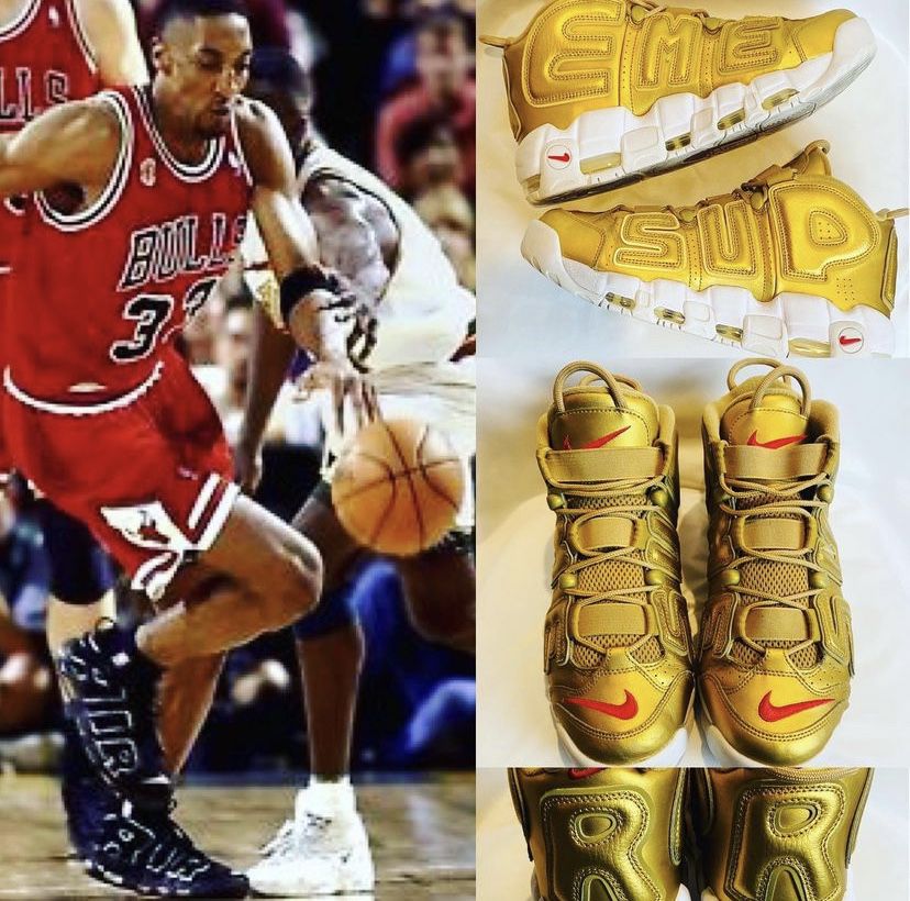 Supreme X Nike Pippen Shoes Gold SZ-10 Tee Jersey Champion Jordan 1 