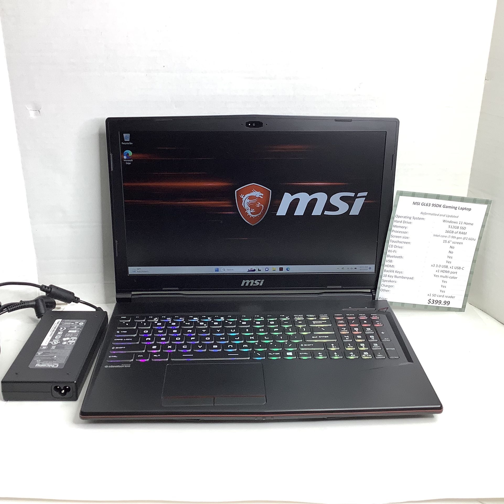 MSI GL63 9SDK Gaming Laptop