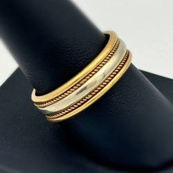 10k solid two tone twist hand made wedding band sz10.25