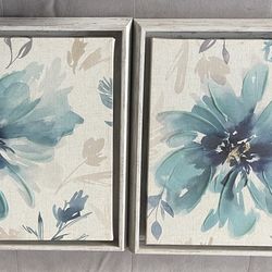 2 Piece Bathroom Floral Wall Canvas