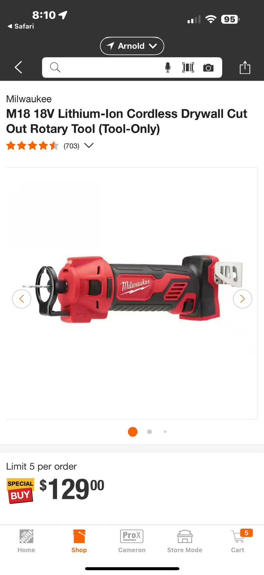 Milwaukee M18 18V Lithium-Ion Cordless Drywall Cut Out Rotary Tool (Tool-Only)