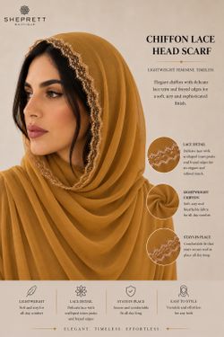 Chiffon Lace Hijab, Floral Lace Headscarf, Lightweight Modest Scarf, Elegant Muslim Hijab, Soft Breathable Veil for Women