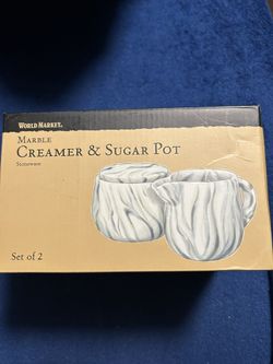 World Market Marble Creamer And Sugar Pot For Tea