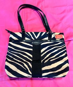 Coach Zebra Print Canvas Tote Shoulder Bag F29283