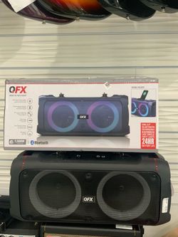NEW OPENED BOX QFX BT-620 Dual 6.5" Bluetooth Boombox 24Hr Rechargeable LED Phone Holder