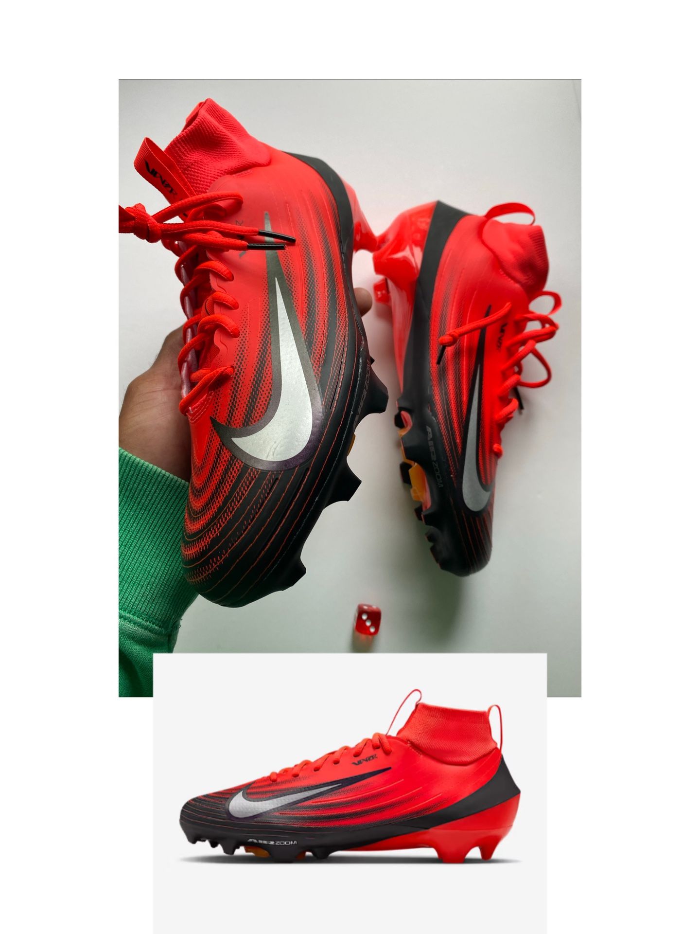 Nike Vapor Pro 1 Football Cleats Bright Crimson/Orange men’s sz 10 NEW NO BOX!