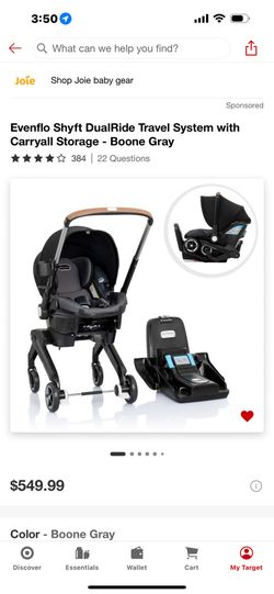 Evenflo Shyft DualRide Travel System with Carryall Storage