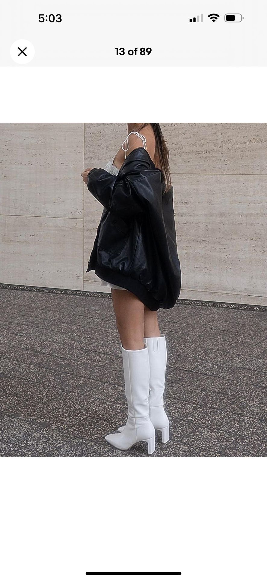 Mucccute Knee High White Boots Chunky Heel Square Toe Size 6.5