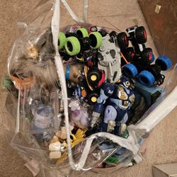 Large Heavy Bag Of Toys Trucks Figures 