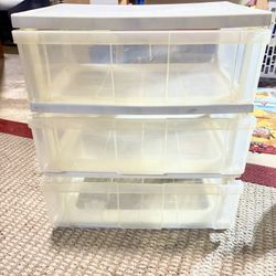 3 Drawer Wide Plastic Storage Drawers Unit - Good condition