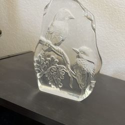 Cristal De France Bird Paperweight Genuine Lead Crystal 24% Reverse Etched 