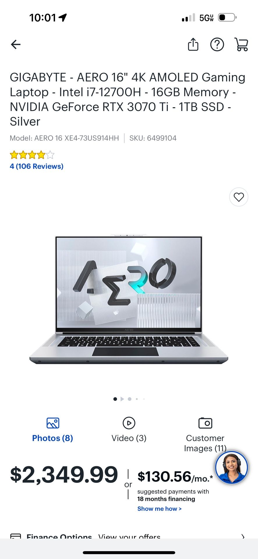 Gigabyte Gaming laptop 3070Ti