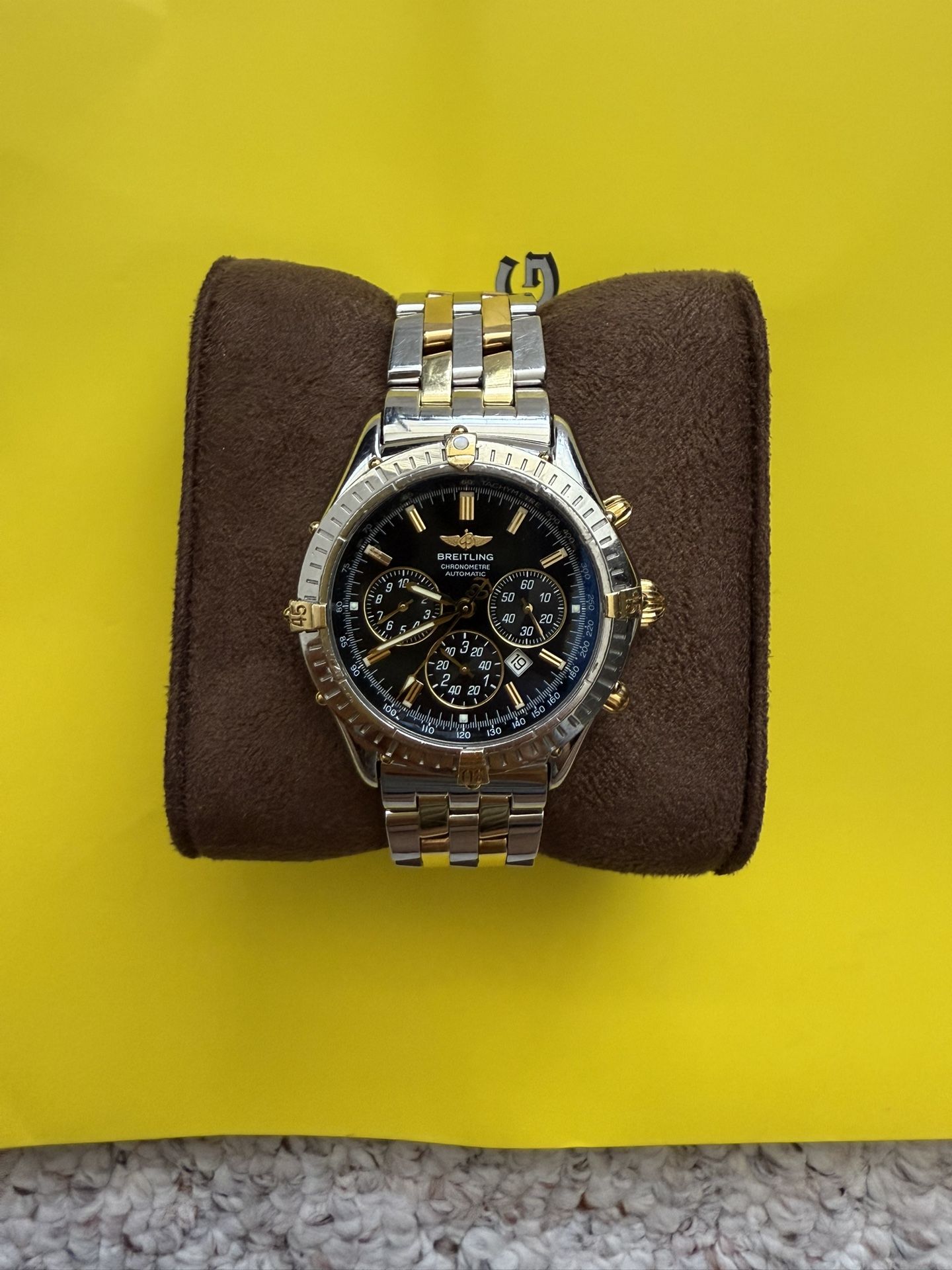 Breitling 1884 Chronomat Chronograph B/B518 Navy Blue Dial, Box And Papers 2-Tone 18k yellow gold