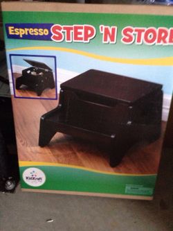 Brand new wooden step stool with storage