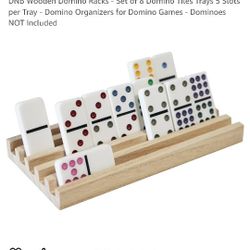 DNB Wooden Domino Racks - Set of 8 Domino Tiles Trays 5 Slots per Tray - Domino Organizers for Domino Games - Dominoes NOT Included