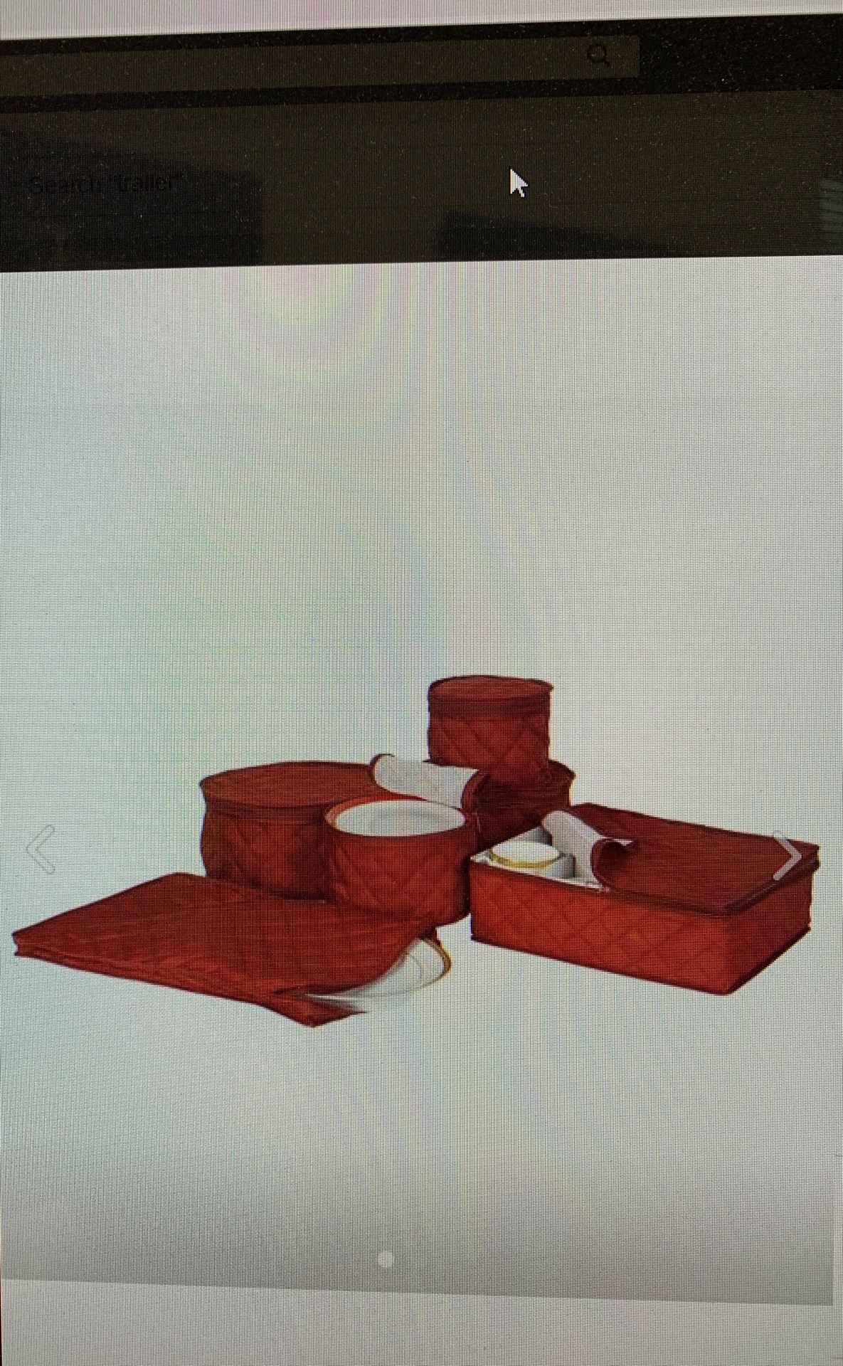 China Storage Set 6 Box Quilted Cases Dinnerware Crimson Keepers Fine Containers