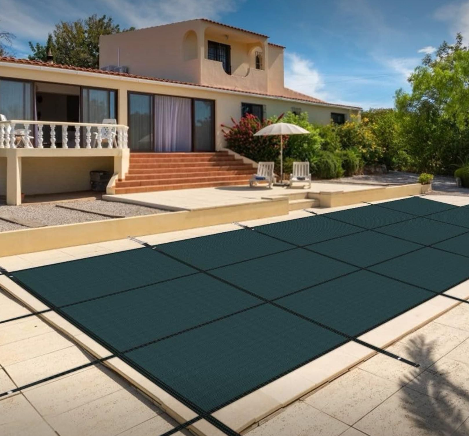 Pool Safety Cover, Fits 20x40ft 4x8ft Step Rectangle Inground Safety Pool, Mesh High Strength Solid