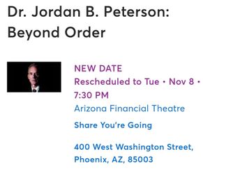 Jordan Peterson Tonight.  Section 7 Row 24