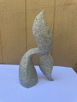 14” Modern whale tail Sculpture – Speckled Stone-Look