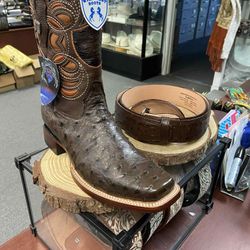 Botas Vaqueras De Piel Original Con Cinturón 