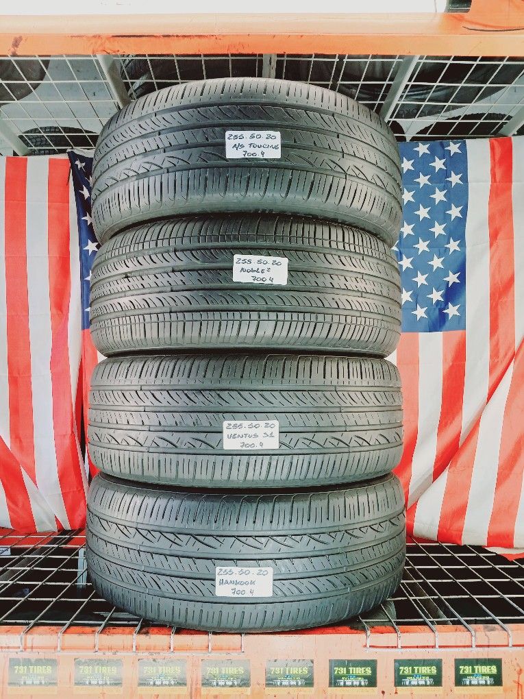 ✅️ 4 USED TIRES 255/50R20 HANKOOK VENTUS S1 NOBLE P255/50R20 SUV ALL SEASON TOURING STREET HIGHWAY COMFORTDRIVE 255 50 20