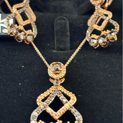 set Le Vian in 14K Strawberry Gold & chocolate quartz