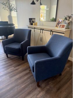 Beautiful Blue Accent Chairs, Matching Set of 2
