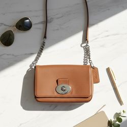 Brown Pebble Coach Crossbody Bag