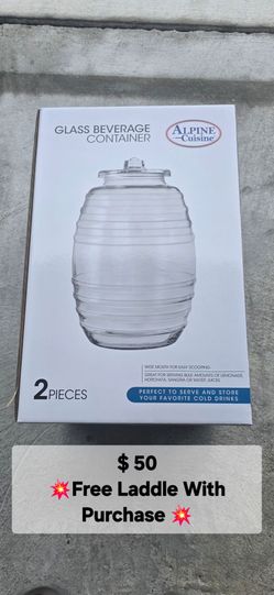 New 2 - 5gal Glass Beverage Containers