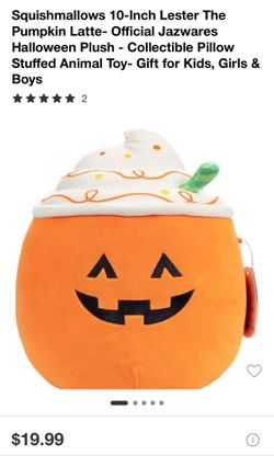 Squishmallows 10-Inch Lester The Pumpkin Latte- Official Jazwares Halloween Plush - Collectible Pillow Stuffed Animal Toy- Gift for Kids, Girls & Boys