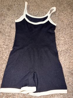 Black SHEIN  Seamless Romper with White Trim