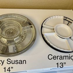 Lazy Susan and Ceramic pots Tray Set