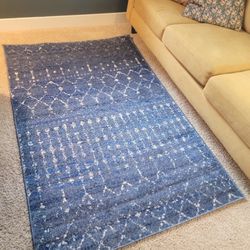 New Moroccan Rug 4 X 6, Blue/White

