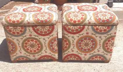 2 Benjara Suzani square storage Ottomans