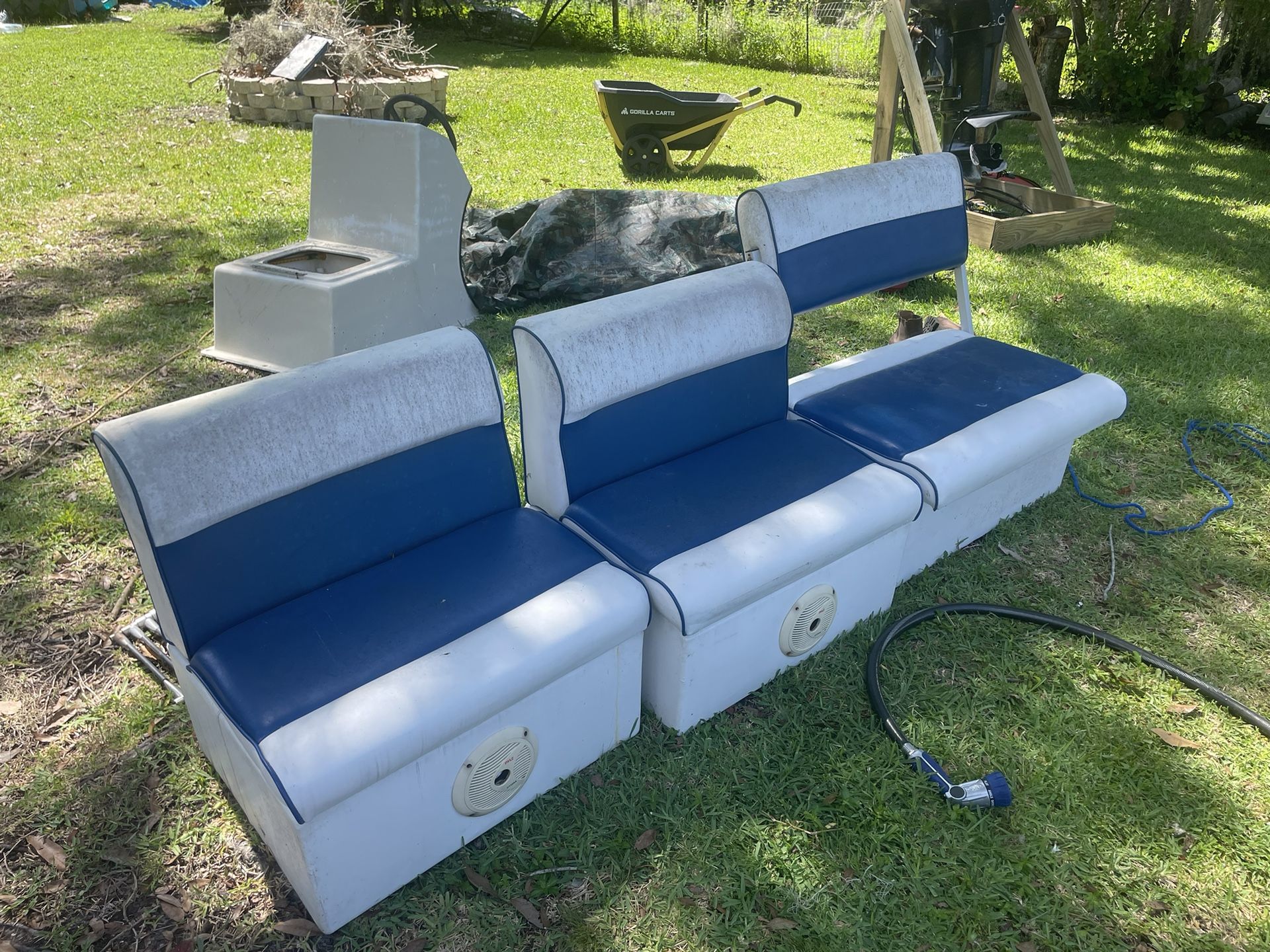 Pontoon Boat Seats, Center Consul And Railings